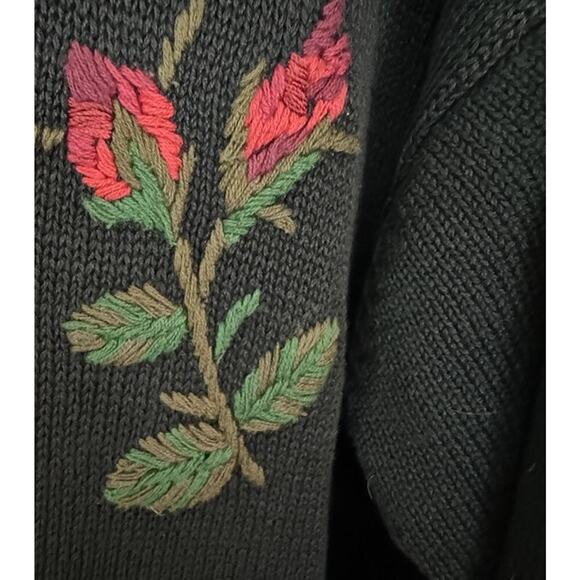 Vintage Jacque and Koko Plus Size 22 24 Floral Embroidered Knit Cardigan Artsy - Picture 5 of 10